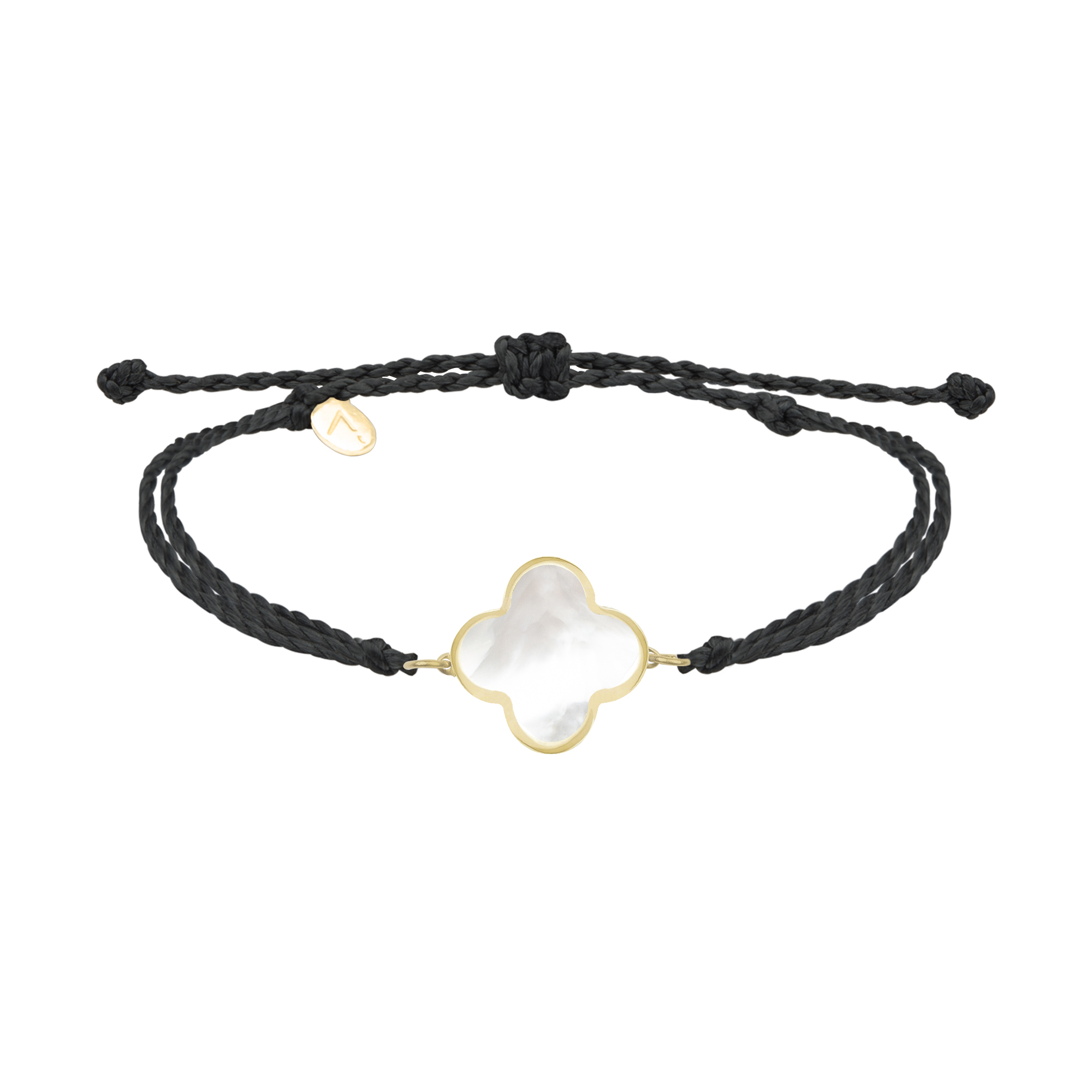 Adjustable bracelet with cross pendant 9K yellow gold Madre
